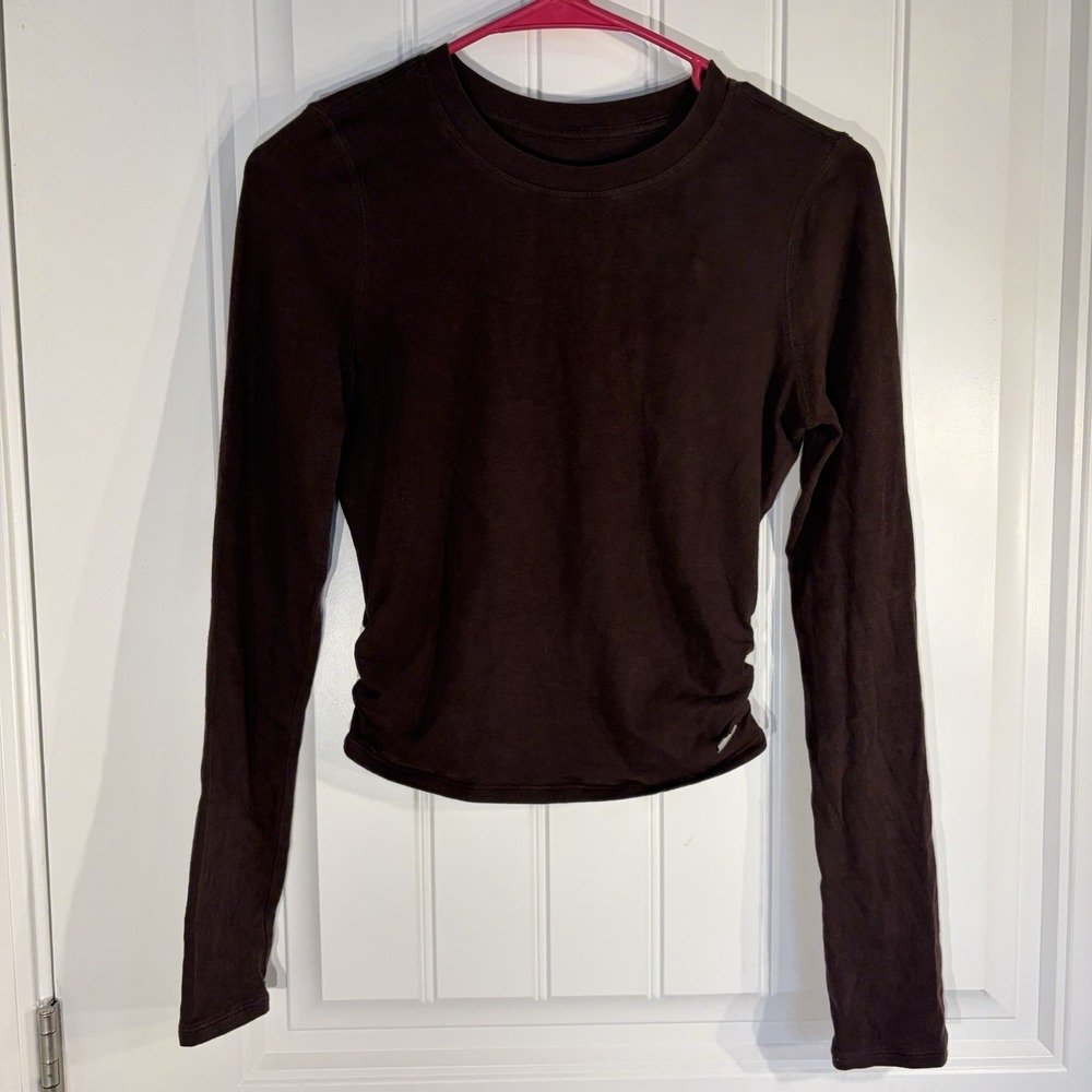 Vuori Women Long-Sleeve Coast‎ Crop Crew Brown Size XS